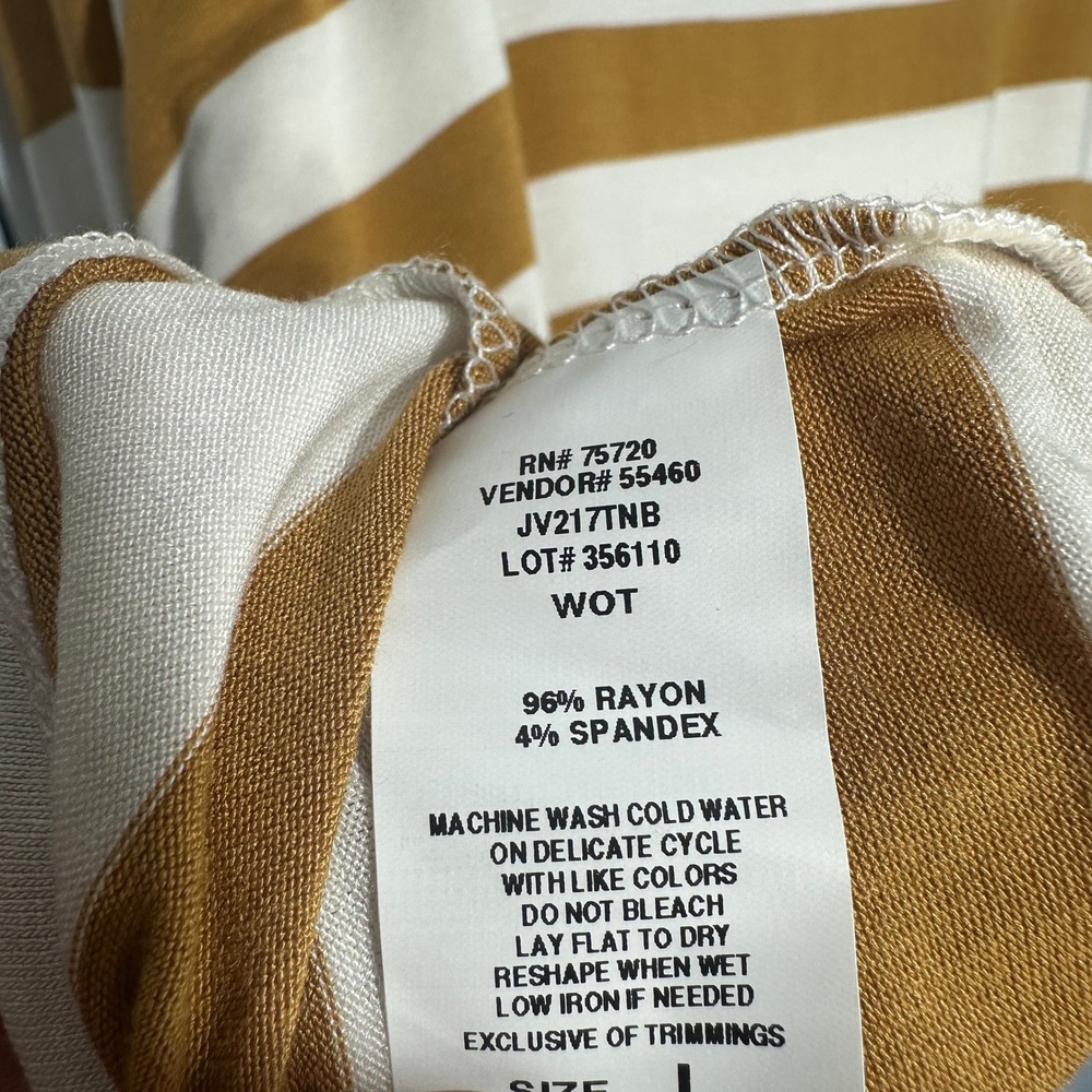 NWT BKE Mock Neck Top Womens Large Yellow Cream Striped Long Sleeve Soft Buckle‎ - Picture 4 of 4